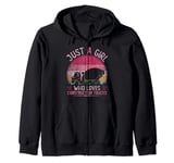 Just A Girl Who Loves Construction Trucks Girls Kids Women's Zip Hoodie