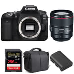 Canon EOS 90D + EF 85mm f/1.4L IS USM + SanDisk 256GB UHS-I SDXC 170 MB/s + LP-E6N + Sac | Garantie 2 ans