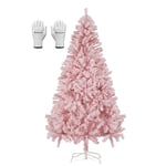 SALCAR Sapin de Noël Artificiel Rose 180cm, Arbre de Noel avec 735 Pointes de Branche, Gants et Pieds de Sapin de Noël en Métal, Lgnifuge, Assemblage Rapide