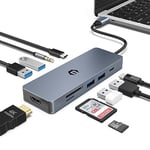 BIGBIG WON Hub USB C, Adaptateur multiport USB C avec Sortie HDMI 4K, Lecteur de Cartes TF, répartiteur USB 10 en 1 MacBook Pro/Air, Chromebook, Thinkpad, Laptop et Plus d'appareils Type C