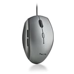 NGS Moth Gray - Souris Optique avec Câble USB pour Ordinateur avec 5 Boutons Silencieux et Défilement, Souris Ergonomique, 800/1200/1600 DPI Dimmable, Gris