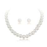 Hepburn Style Pärlhalsband Dam Faux Pearl Beaded String Halsband Örhängen Set Kostym Smycken Födelsedagspresent