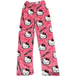 Hello Kitty Flanell Pyjamas Mjuka Kawaii Pyjamas Hembyxor Cartoon Casual Anime Bekväma Höst- och Vintervarma Pyjamas Casual Byxor Rose red L