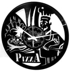 Horloge Murale en Vinyle Cadeau Fait Main Décorations Pour la Maison Home Office Cuisine Taverne Pizza Pizzeria