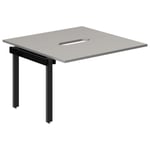 Skrivbord O-stativ påbyggn.modul 1200x600mm ljusgrå med svart underrede