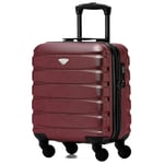 Flight Knight Bagage Cabine Leger a 4 Roues en ABS Rigide Approuve par Plus De 100 Compagnies Aeriennes, Dont Lufthansa, Air France, HOP! Ryanair et easyJet - 45x36x20cm (TSA) Bourgogne/Noir