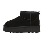 EVER AU Womens Women Heron Ultra Mini Platform Boots - Black Suede - Size UK 5