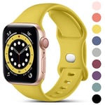 CeMiKa Compatible avec Apple Watch Bracelet 38mm 40mm 41mm 42mm 44mm 45mm 46mm 49mm, Bracelets en Silicone de Remplacement pour iWatch SE Series 10 9 8 7 6 5 4 3, 42mm/44mm/45mm/49mm-S/M, Jaune Mangue