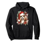 Christmas English Toy Spaniel Dog Watercolor Artwork Pullover Hoodie