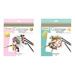 Avenue Mandarine Collectors Colouring Book (14 Designs) - Book 2 & Mandarine GY077C Wild 3 Colouring Book, Multi-Colour