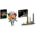 LEGO 21028 Architecture New York City Model Set, Skyline 4 Buildings and Minature Statue of Liberty & 10280 Flower Bouquet, Artificial Flowers, Set for Adults, Decorative Home Accessories