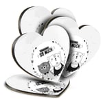 4x Heart MDF Coasters - BW - Cute I love you So Much Bears  #42230