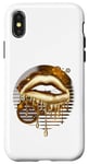 iPhone X/XS Gold Dripping Biting Lips Faux Lipstick Effect 80s Gift Case