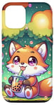 Coque pour iPhone 14 Kawaii Foxy's Bubble Tea Break