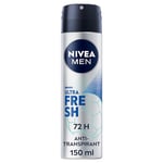 NIVEA MEN Anti-Transpirant Spray Ultra Fresh 72 h (1 x 150 ml), déodorant homme édition spéciale football, déodorant spray pour homme au parfum frais d'agrumes vivifiant, 0% alcool