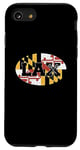 Coque pour iPhone SE (2020) / 7 / 8 Bâtons de crosse LAX vintage sur drapeau du Maryland