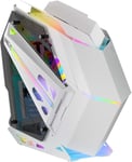 MC-Titan, Boîtier Gaming RGB XXL ATX, Double Bande LED et Éclairage Frontal ARGB, Hub d'Éclairage + Télécommande, Compatible avec Cartes Mères ARGB, Support Refroidissement Liquide, Blanc.[V436]