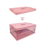 SIC Boîte de Rangement Pliable Transparente,Caisses de Rangement en Plastique，Organisateur Coffre de Voiture,Armoires,Maison,Garde-Manger,Bureau, (42 x 28 x 21 cm, rose)