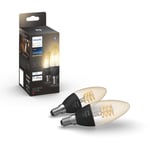 Philips HueW E14 4,5W Fil Candle 2-pakkaus