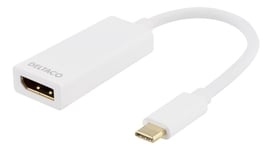 DELTACO USB 3.1 to DP adapter, Type C ma - DP fe, 4K, UHD, white