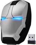 Souris Optique Sans Fil Iron Man 2,4 G Pour Ordinateur De Bureau, Ordinateur Portable, Pc, Mac (Argent)