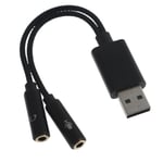 USB till 3,5 mm-jack ljudadapter USB ljudkort med 3,5 mm Aux-omvandlare för headset PC Bärbara Linux Stationära datorer Black