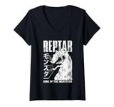 Womens Rugrats Reptar King Of The Monters Kanji Retro Chest Logo V-Neck T-Shirt