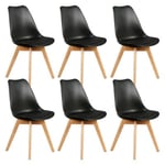 MEDALINE - Lot de 6 Chaises Scandinaves Noires