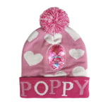 Kids Pink Trolls Light Up Bobble Hat Princess Poppy Winter Thermal Beanie Warm