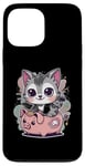 Coque pour iPhone 13 Pro Max Chat kawaii avec tirelire