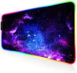 Rgb Tapis De Souris Gaming-Grand Tapis De Souris Xxl 800X300Mm,14 Modes Led Lumineuse Tapis De Souris,Mouse Pad Rétroéclairage,Surface Antidérapante Pour Gamer,Ciel Étoilé