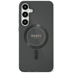 Guess Rhinestone-etui med MagSafe til Samsung Galaxy S25 med klassisk logo - Svart