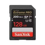 Carte SD SanDisk Extreme Pro 128 Go Classe 10 U3 SD 200 Mo/s en écriture 90 Mo/s SDXC