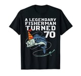 Mens Legendary Fisherman Turned 70 Fish 70th Birthday Fishing Men T-Shirt