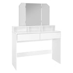 Klädbord med 3-delad fällbar spegel 100x40x140 cm vit spånskiva ML-Design