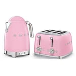 SMEG Kettle & Toaster, 1.7W, 3KW, 4 Slice, Pink, KLF04PKUK & TSF03PKUK