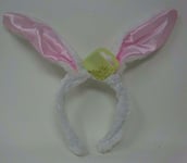 Baby Pink & White Fur Furry Rabbit Bunny Ears on a Fur Headband 28cm Easter