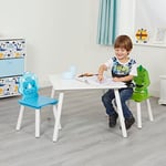 Liberty House Toys Kids Dinosaur Table and 2 Chairs Set, Blue and Green, H440 x W600 x D600mm, TFLH012