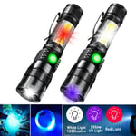 Nouveau produit Lampe de poche rechargeable USB Ultraviolet Scorpion Red Light Purple Light Bright Waterproof 7 Functions COB Flashlight, 1 Dual Light Source 2079 Flashlight + 1 USB Cable + 1 Lithium Battery