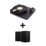 Platine vinyle Rega Planar 1 Noir mat + Enceintes amplifiées Klipsch R-41PM Noir vendues par paire