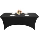 Housse pour Tables Nappe de Tables,Couverture de Table rectangulaire Extensible pour Table Pliante de 180cm Noir