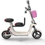 PARTAS Sightseeing/Commuting Tool - Adult Folding Scooter, 48V Electric Scooter, Portable Mini Electric Bicycle With Child Seat Lithium Battery 400W (Color : 10ah|white)