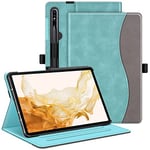 FINTIE Étui pour Samsung Galaxy Tab S9 Plus 2023/S8 Plus 2022/S7 FE 2021/S7 Plus 2020 12,4", Coque de Protection Multi-Angle avec Poche, Mise en Veille/réveil Automatique, Denim Turquoise