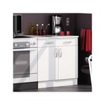 Meuble bas de cuisine 80 cm 2 portes 1 tiroir Blanc Mat - marta - l 80 x l 60 x h 85 cm