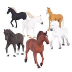 Terra by Battat AN6047BZ Set de 6 Figurines Chevaux Réalistes en Plastique - Inclut des Montagnes Rocheuses - Percheron - Mustang - Arabe blanc - Akhal Téké - Cheval Islandais