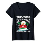 Womens Surviving The Teacher Life One Meltdown At A Time V-Neck T-Shirt