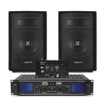 Vonyx 8" PA Disco Speakers + Amplifier + DJ Mixer  + Cables Party System 800W