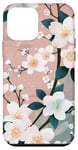 iPhone 12 mini White Blossoms on Pink Background Stylish Floral Case