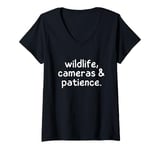 Womens Wildlife Cameras and Patience Nature Photography Lovers V-Neck T-Shirt