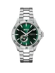 BOSS Gents Automatic Troper Watch with Dark Green Dial, Silver, Men